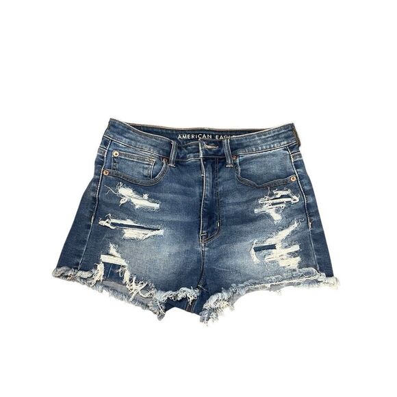 American Eagle Shorts Womens Size 6 Blue Next Level Stretch Distressed Denim - Picture 1 of 10